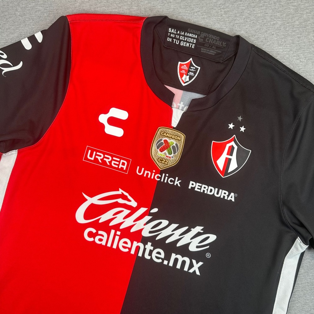 Atlas FC 2022-23 Home Jersey Mens XL Red Black Charly Campeon Liga MX C22